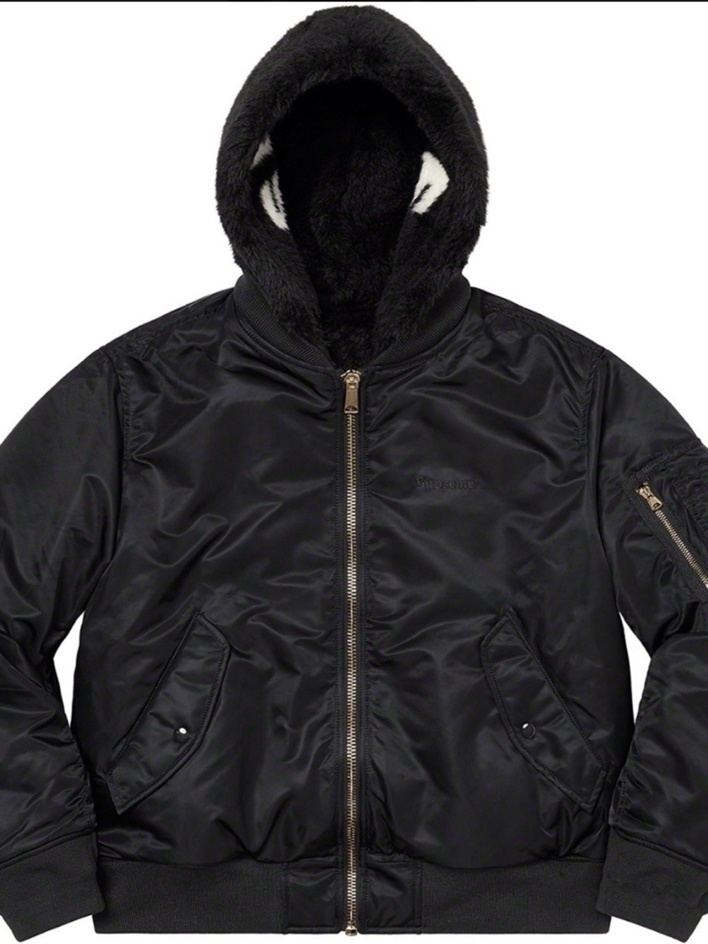 Supreme Faux Fur Reversible MA-1 'Black' size S